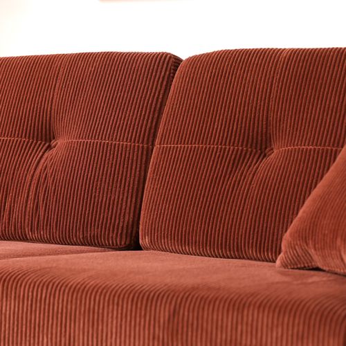 Hoga - Canapé Scandinave 3 Places En Velours Côtelé Terracotta
