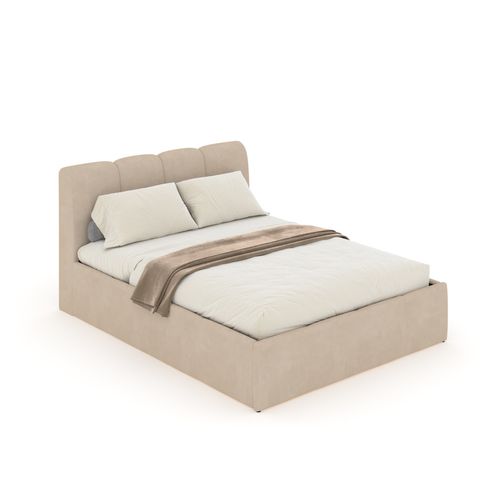 Baltimore - Lit Nuage Coffre 140x190cm Velours Beige