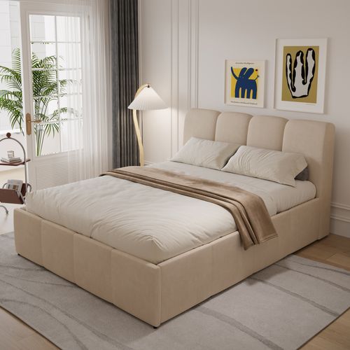Baltimore - Lit Nuage Coffre 160x200cm Velours Beige