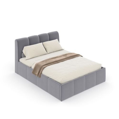 Baltimore - Lit Nuage Coffre 140x190cm Velours Gris