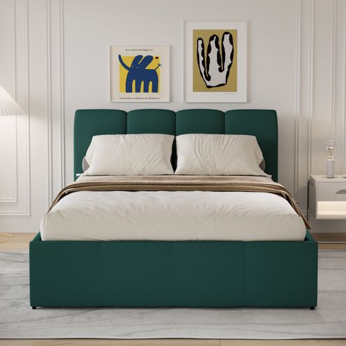 Baltimore - Lit Nuage Coffre 160x200cm Velours Vert