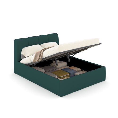 Baltimore - Lit Nuage Coffre 160x200cm Velours Vert