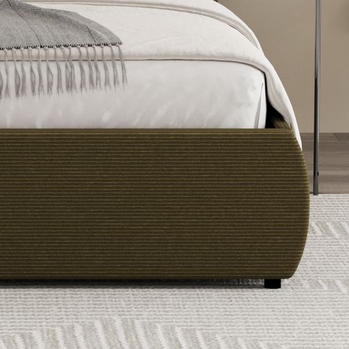 Plano - Lit Coffre 140x190cm Design Arrondi Velours Côtelé Vert