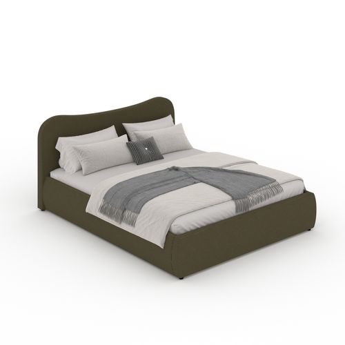 Plano - Lit Coffre 140x190cm Design Arrondi Velours Côtelé Vert