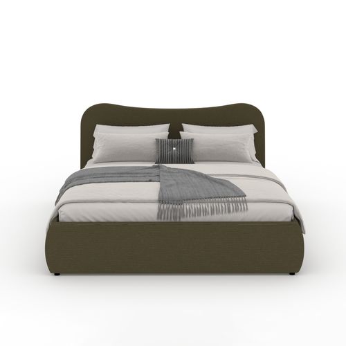 Plano - Lit Coffre 160x200cm Design Arrondi Velours Côtelé Vert