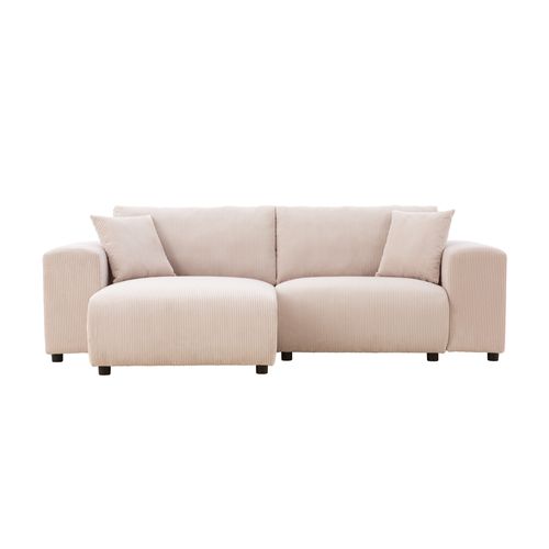 Aberdeen - Canapé D'angle Modulable 3 Places En Velours Côtelé Beige