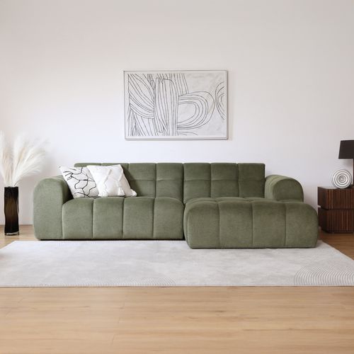 Salford - Canapé D'angle 3/4 Places Nuage En Velours Vert