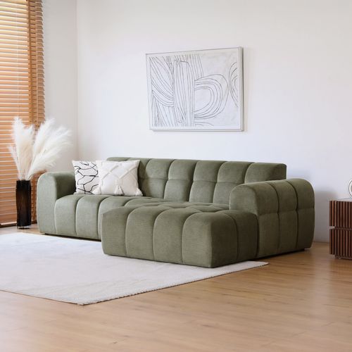 Salford - Canapé D'angle 3/4 Places Nuage En Velours Vert