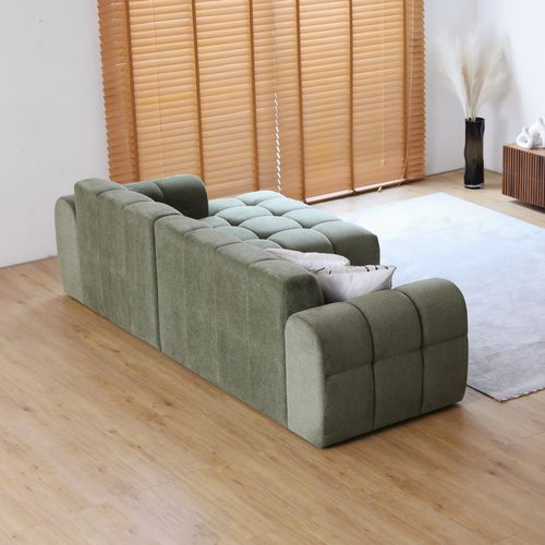 Salford - Canapé D'angle 3/4 Places Nuage En Velours Vert