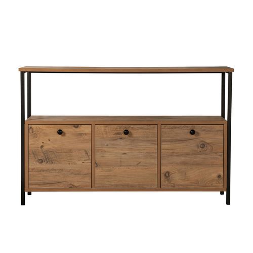 Solis - Console Avec Rangements Bois Et Métal Noir 120x77cm
