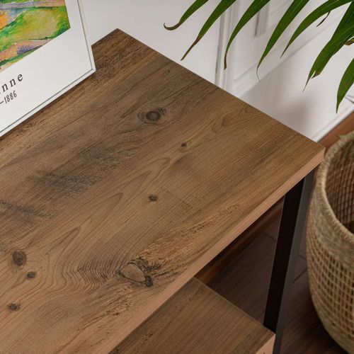 Solis - Console Avec Rangements Bois Et Métal Noir 120x77cm