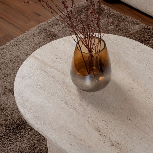 Lyu - Table Basse Ovale Effet Travertin 119x60cm