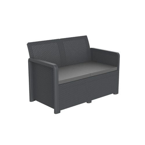 Nassau - Salon De Jardin Effet Résine Tressée 4 Places Avec Table Basse Gris