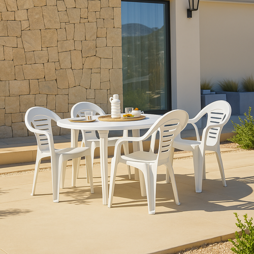 Silla - Chaise De Jardin Blanche En Résine
