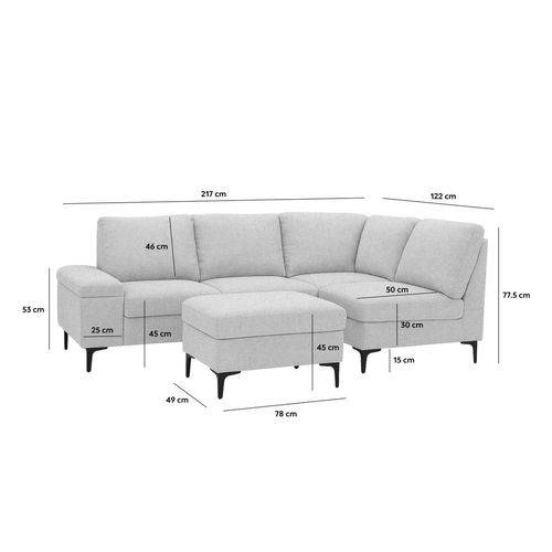 Colchester - Canapé D'angle 4/5 Places En Tissu Chenille Vert Avec Pouf Et Espace De Rangement