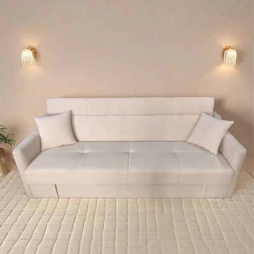 Canapé Convertible ADARA - Avec Coffre En Velours Côtelé Beige 3 Places