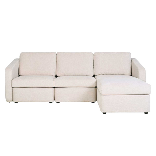 Konekt - Canapé Modulable 3 Places Beige Avec Pouf