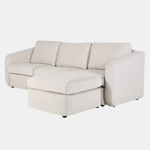 Konekt - Canapé Modulable 3 Places Beige Avec Pouf