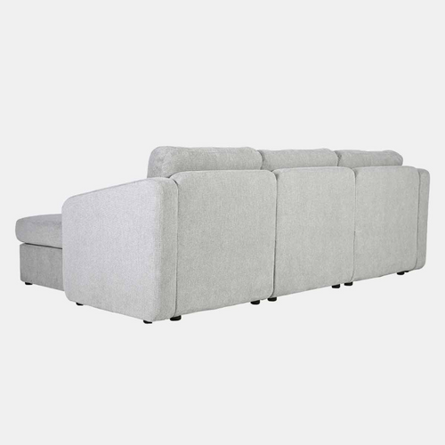 Konekt - Canapé Modulable 3 Places Gris Clair Avec Pouf