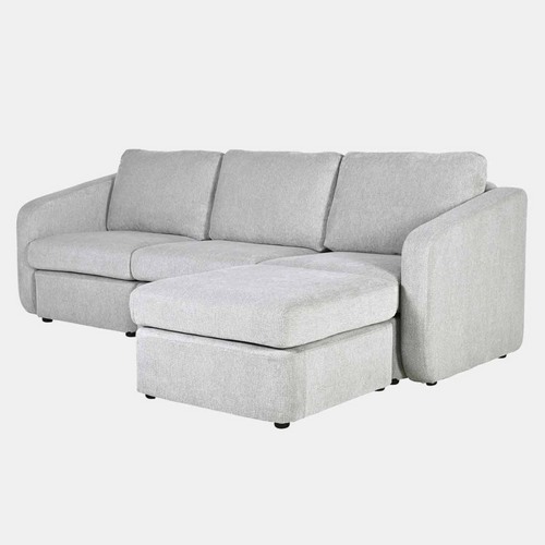 Konekt - Canapé Modulable 3 Places Gris Clair Avec Pouf