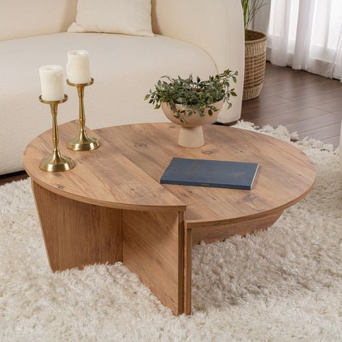 Poul - Table Basse Ronde Podium Pin Atlantique 90cm