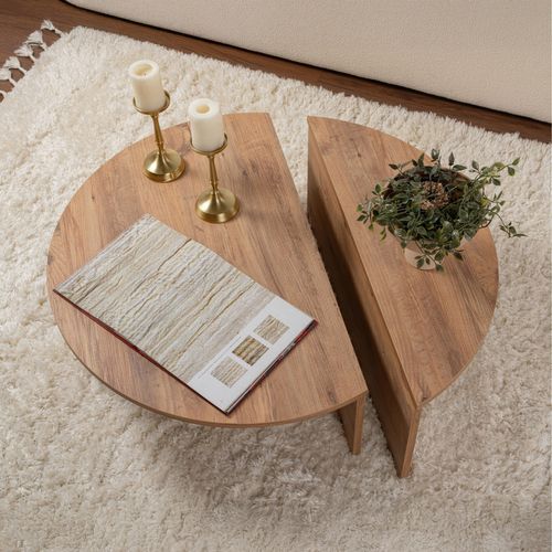 Poul - Table Basse Ronde Podium Pin Atlantique 90cm