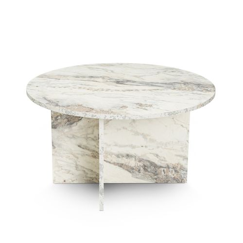 Vinu - Table Basse Ronde Effet Marbre Freesia 80x80cm