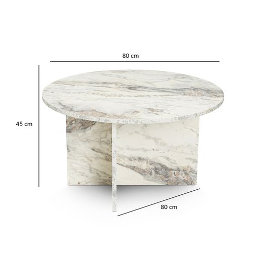 Vinu - Table Basse Ronde Effet Marbre Freesia 80x80cm