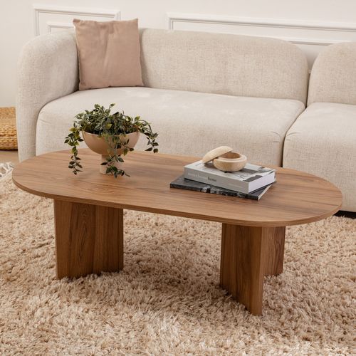 Raav - Table Basse Design Ovale Bois 120cm