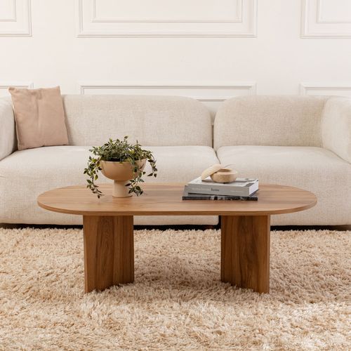 Raav - Table Basse Design Ovale Bois 120cm