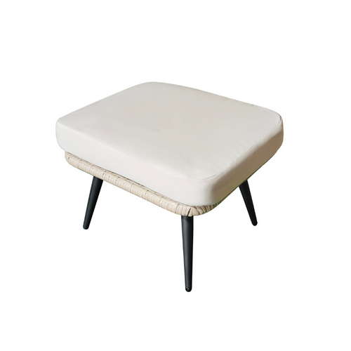 Jane - Ensemble D'extérieur : Fauteuil Suspendu Effet Rotin Et Repose-pieds Avec Coussin Beige