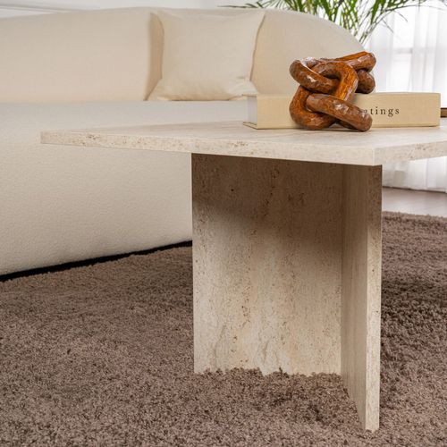 Topi - Table Basse Rectangulaire Effet Travertin 119x60cm