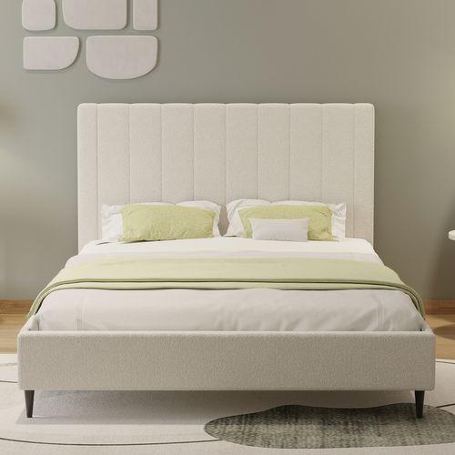 Cambridge - Lit En Tissu Bouclettes Beige 140x190