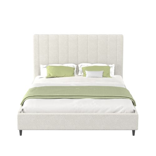 Cambridge - Lit En Tissu Bouclettes Beige 140x190