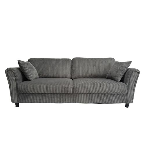 Lucerne - Canapé Droit 4 Places En Velours Côtelé Gris Foncé