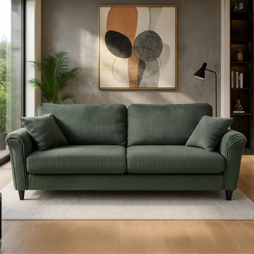 Lucerne - Canapé Droit 4 Places En Velours Côtelé Vert