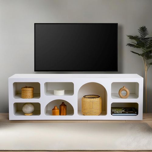 Ferlis - Buffet Bas 7 Niches Design Organique Blanc 160x50cm