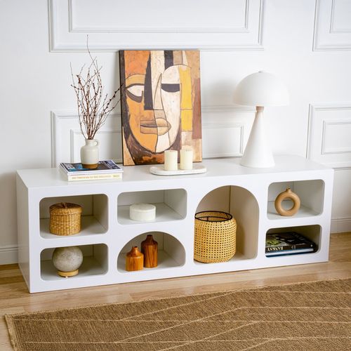 Ferlis - Buffet Bas 7 Niches Design Organique Blanc 160x50cm