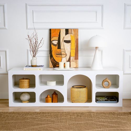 Ferlis - Buffet Bas 7 Niches Design Organique Blanc 160x50cm