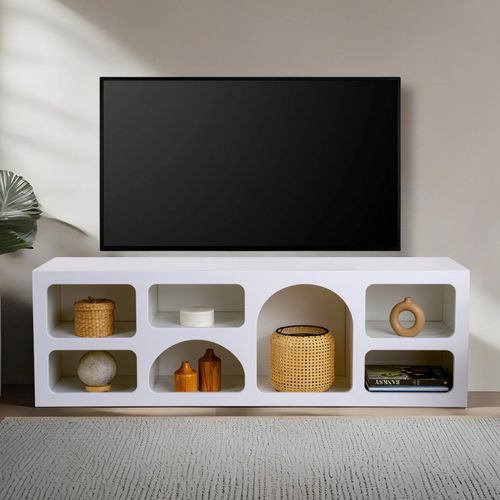 Ferlis - Buffet Bas 7 Niches Design Organique Blanc 160x50cm