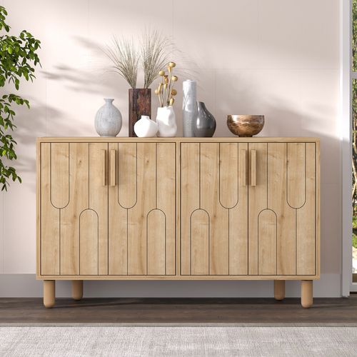 Vinci - Buffet 4 Portes Aspect Bois Design Graphique120x73cm