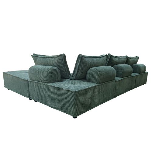 Stava - Canapé D'angle Modulable 4 Places En Velours Texturé Vert