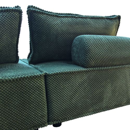 Stava - Canapé D'angle Modulable 4 Places En Velours Texturé Vert
