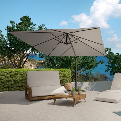 Cesare - Bundle Parasol Rectangulaire 3x4m Déporté Rotatif Gris Aluminium + Housse