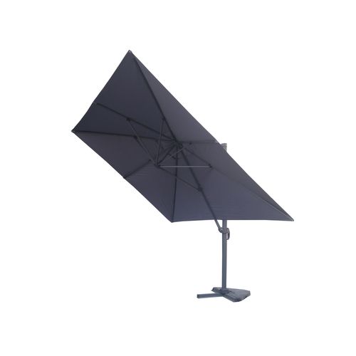 Cesare - Bundle Parasol Rectangulaire 3x4m Déporté Rotatif Gris Aluminium + Housse