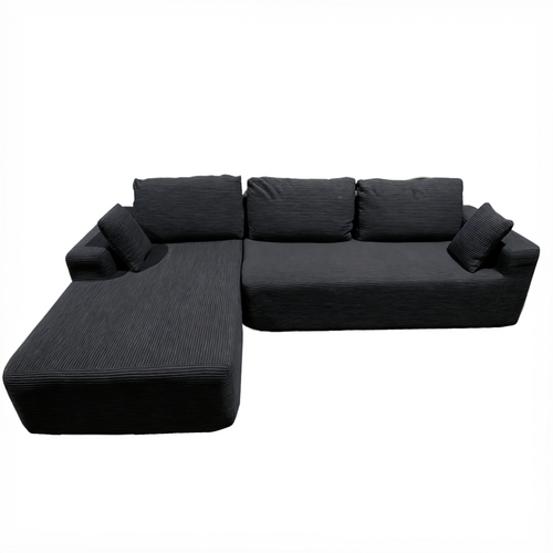 Hove - Canapé D'angle 5-6 Places En Velours Côtelé Gris Anthracite