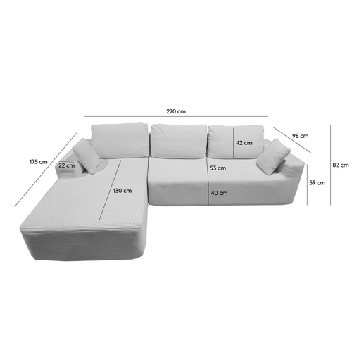 Hove - Canapé D'angle 5-6 Places En Velours Côtelé Beige