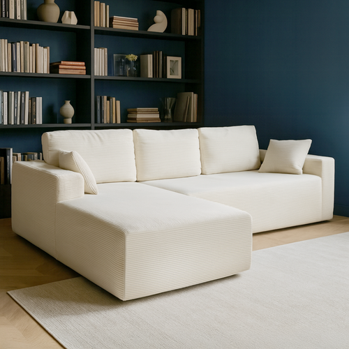 Hove - Canapé D'angle 5-6 Places En Velours Côtelé Beige