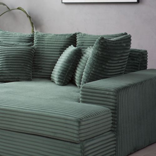Cardiff - Canapé 4 Places Assise Profonde En Velours Côtelé Vert