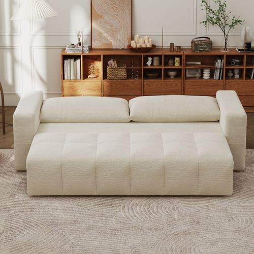 Canterbury - Canapé Convertible 3 Places Avec Coffre En Bouclette Beige